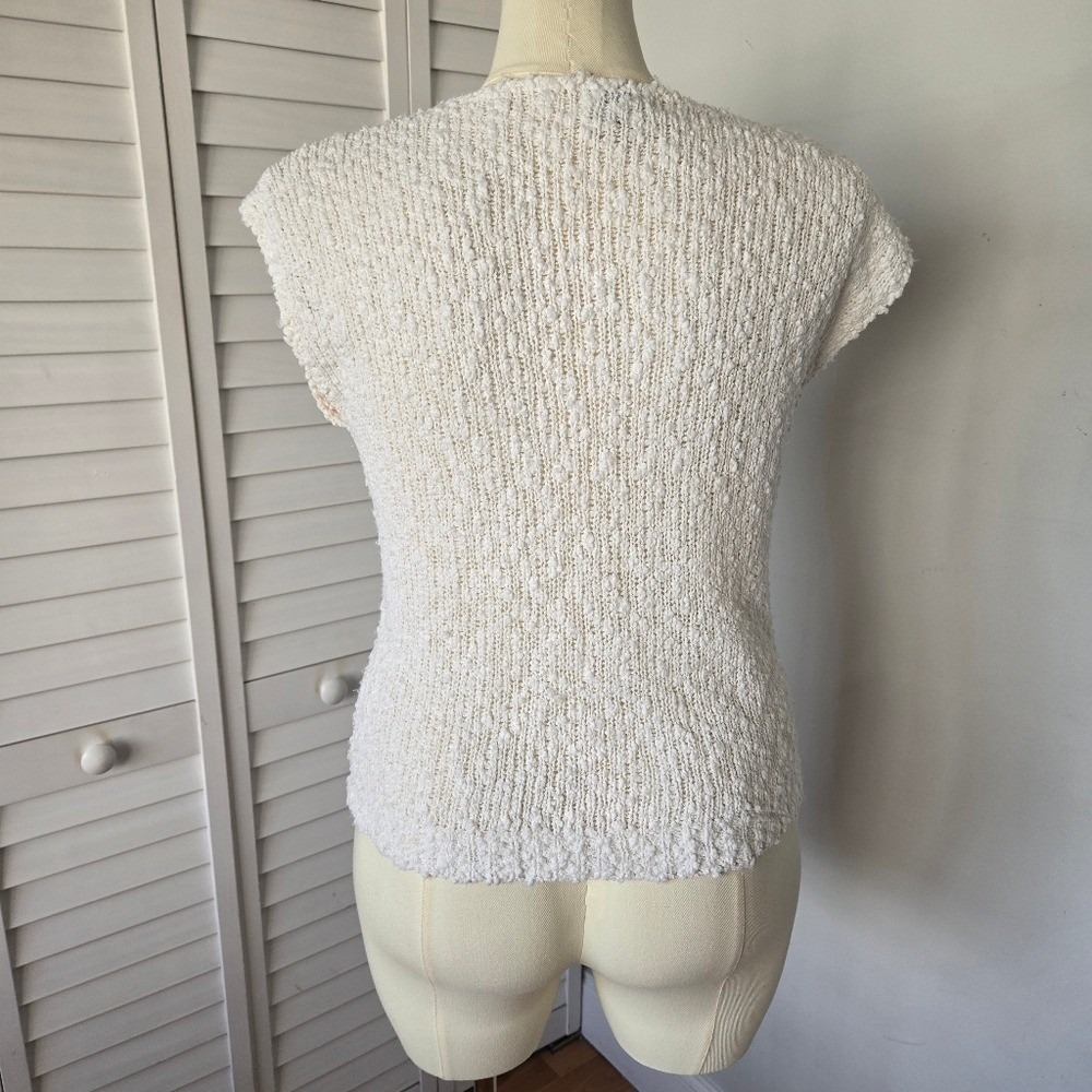 Vtg 90s Margules Floral Chenille Sweater Top Size M Cottage Pastel Grandmacore - Picture 6 of 10